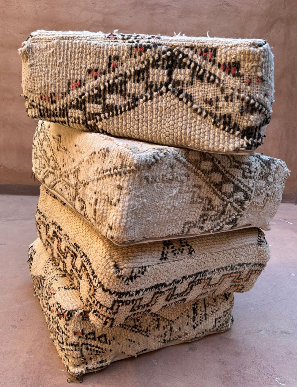 Moroccan Marmoucha Square Wool Pouf - Surcoma