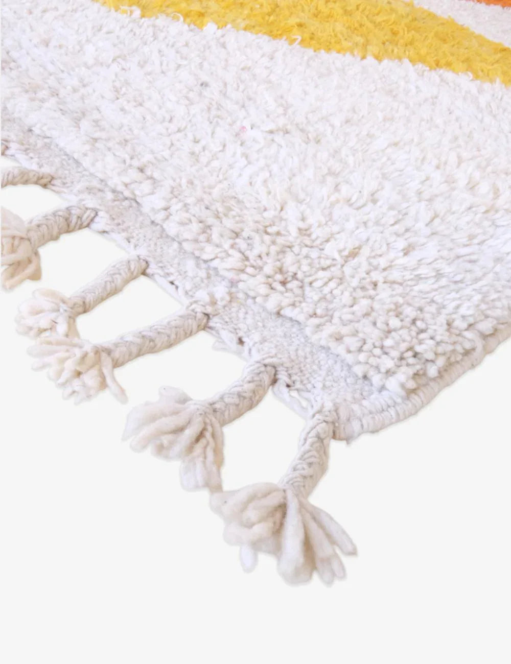 Moroccan Pink and Yellow Wool Rug 9.3 x 6.1 ft / 282 x 186 cm - Surcoma