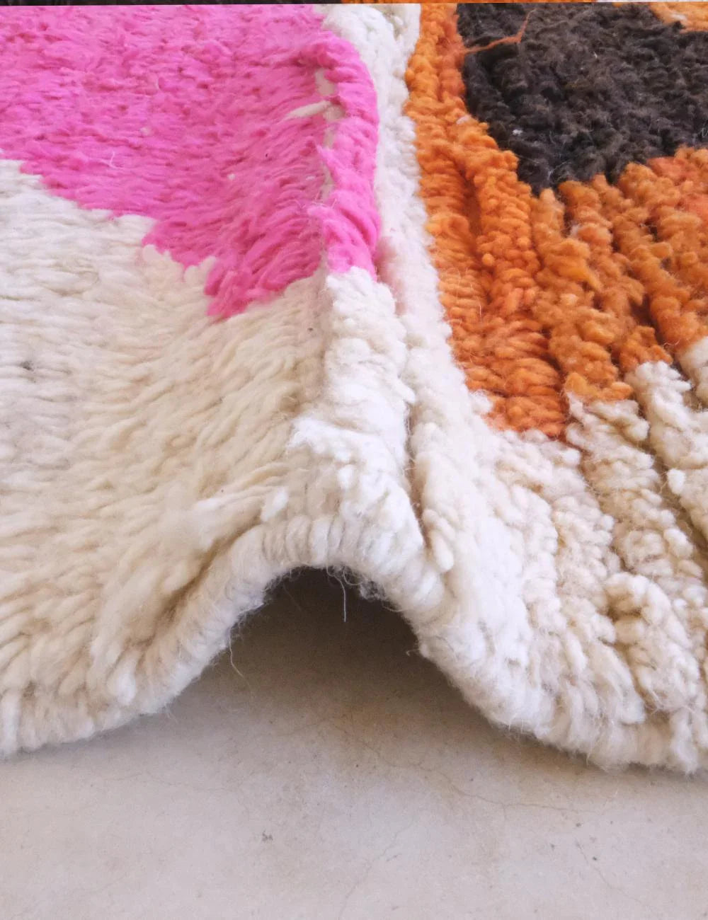 Moroccan Pink and Yellow Wool Rug 9.3 x 6.1 ft / 282 x 186 cm - Surcoma