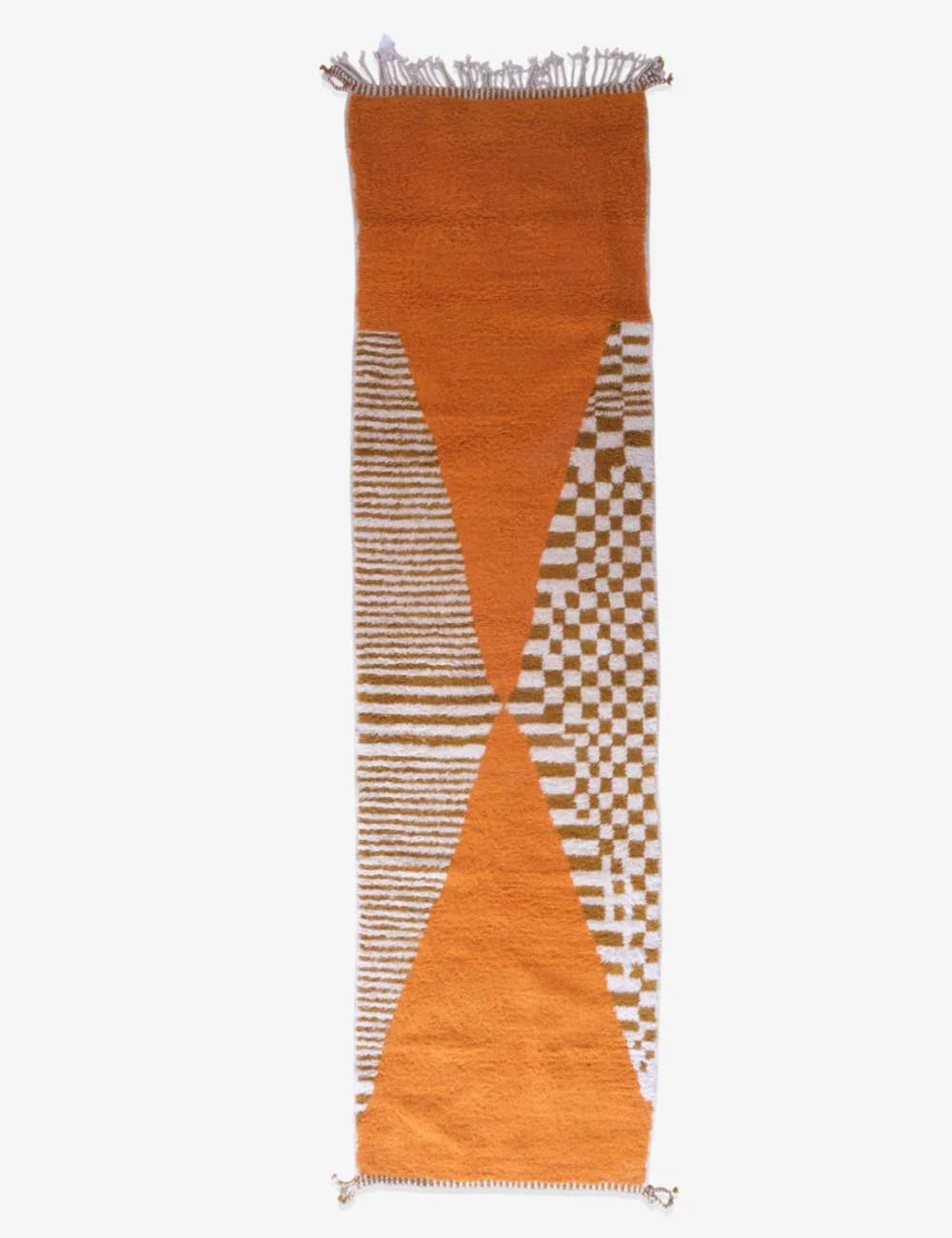 Moroccan Orange Handknotted Runner Rug 11.5 x 3.1 ft / 351 x 97 cm - Surcoma