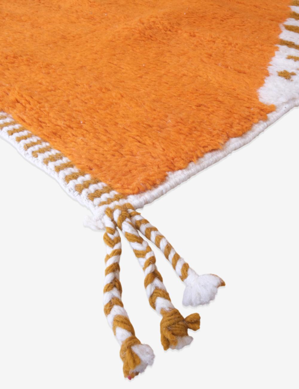 Moroccan Orange Handknotted Runner Rug 11.5 x 3.1 ft / 351 x 97 cm