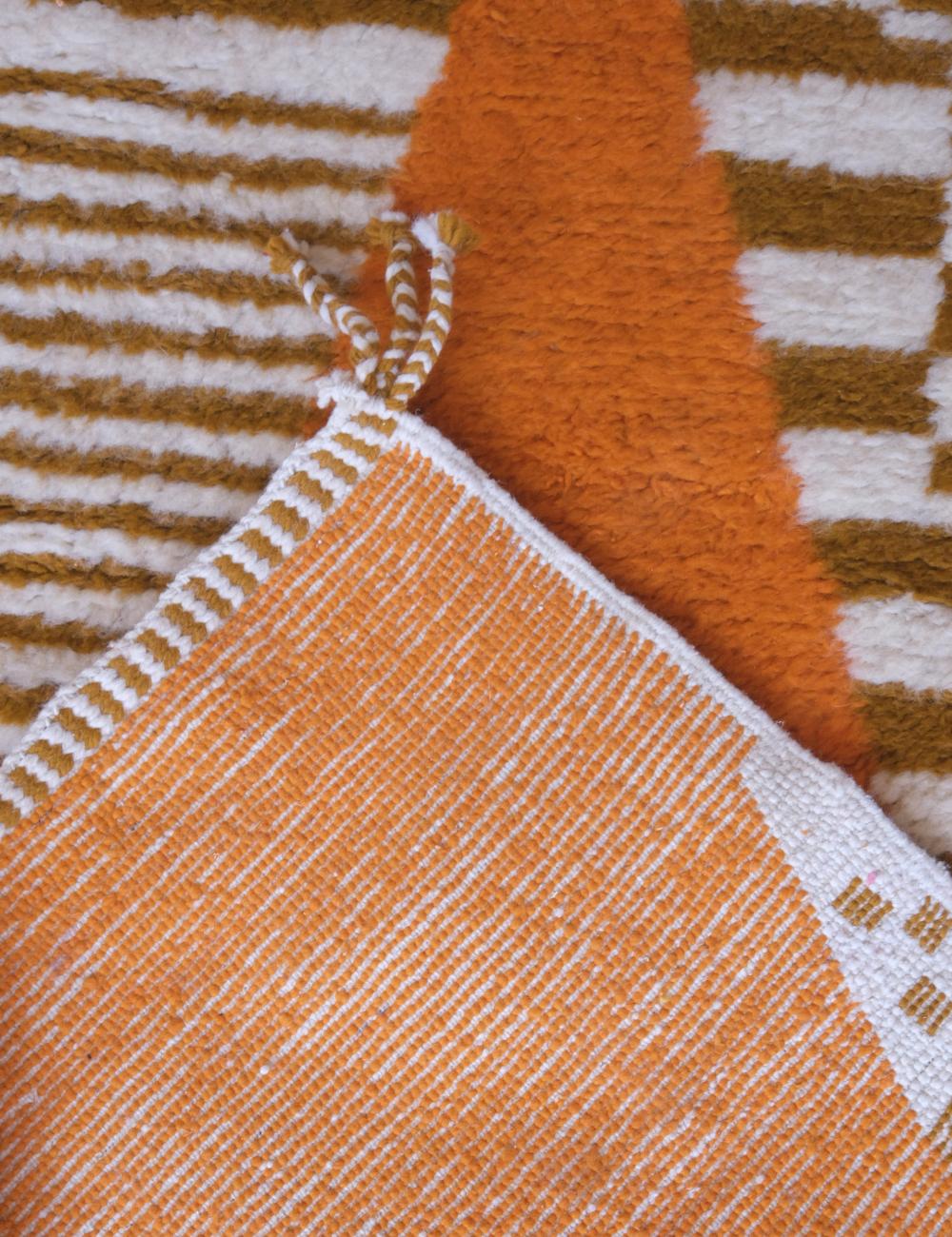 Moroccan Orange Handknotted Runner Rug 11.5 x 3.1 ft / 351 x 97 cm