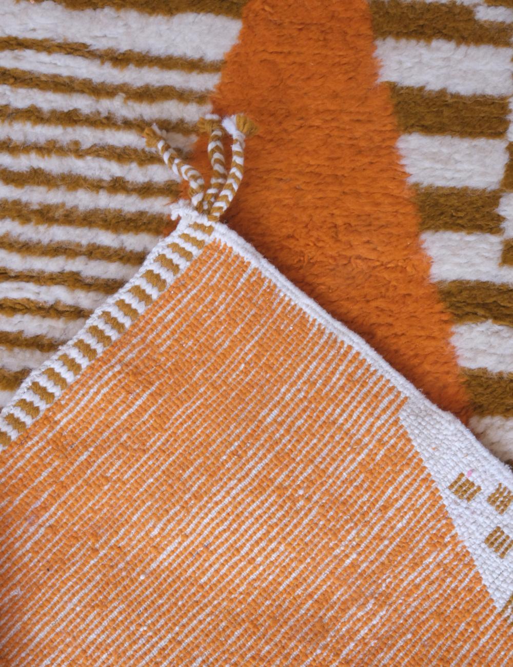 Moroccan Orange Handknotted Runner Rug 11.5 x 3.1 ft / 351 x 97 cm - Surcoma