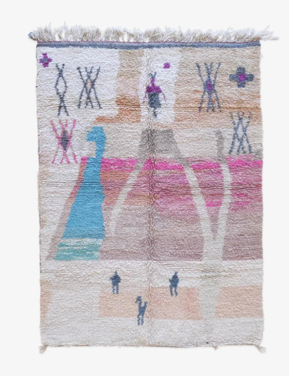 Moroccan Pastel Wool Rug 8.8 x 5.6 ft / 268 x 172 cm - Surcoma
