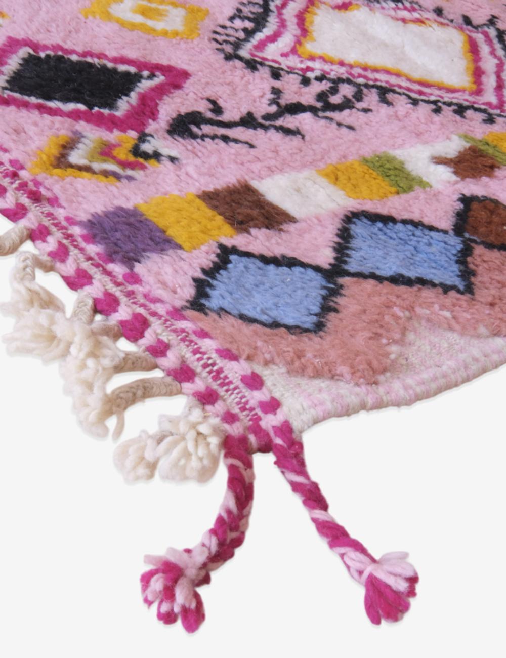 Moroccan Pink Runner Wool Rug 8.9 x 3.1 ft / 271 x 96 cm