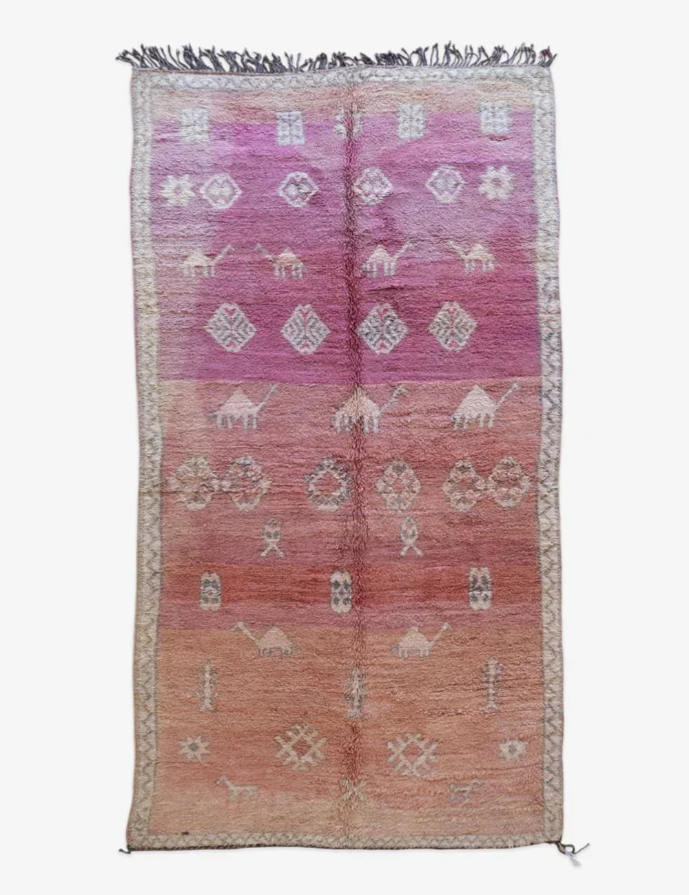 Moroccan Pink Wool Rug 12.6 x 6.7 ft / 385 x 206 cm - Surcoma