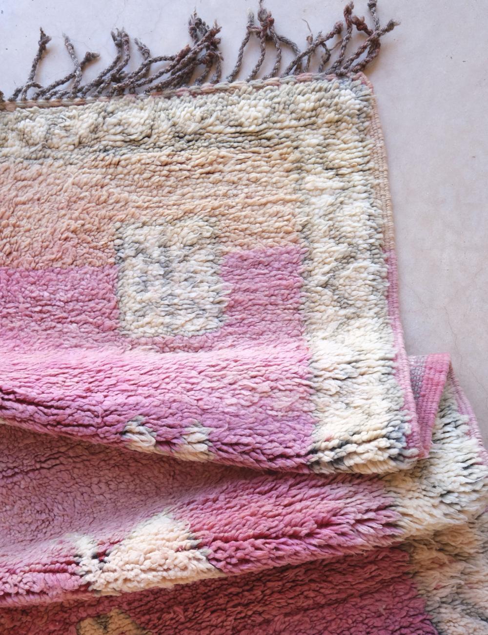 Moroccan Pink Wool Rug 12.6 x 6.7 ft / 385 x 206 cm - Surcoma
