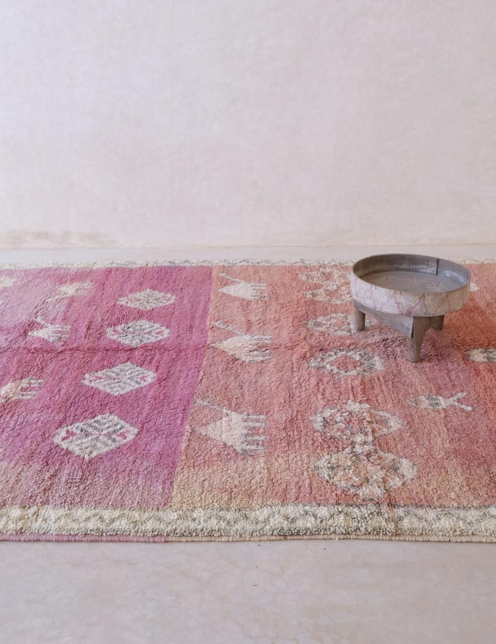Moroccan Pink Wool Rug 12.6 x 6.7 ft / 385 x 206 cm - Surcoma
