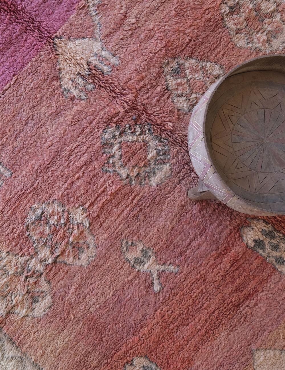 Moroccan Pink Wool Rug 12.6 x 6.7 ft / 385 x 206 cm - Surcoma