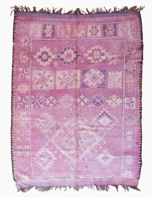 Handwoven Purple Tribal Wool Carpet 8.4 x 6.1 ft / 255 x 188 cm - Surcoma