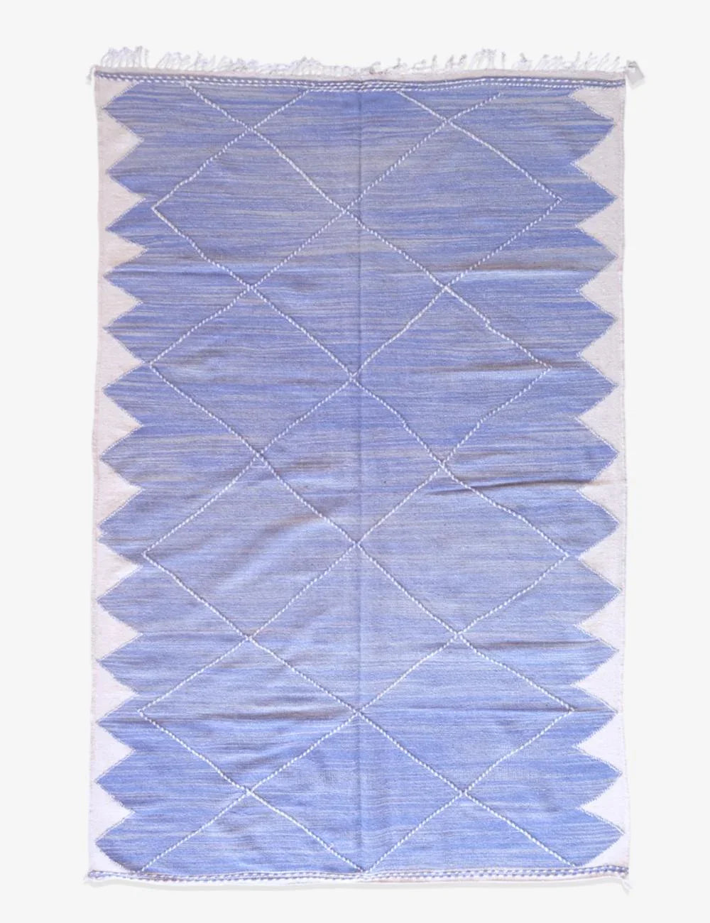 Blue Kilim Moroccan Rug 10.2 x 6.6 ft / 311 x 203 cm - Surcoma