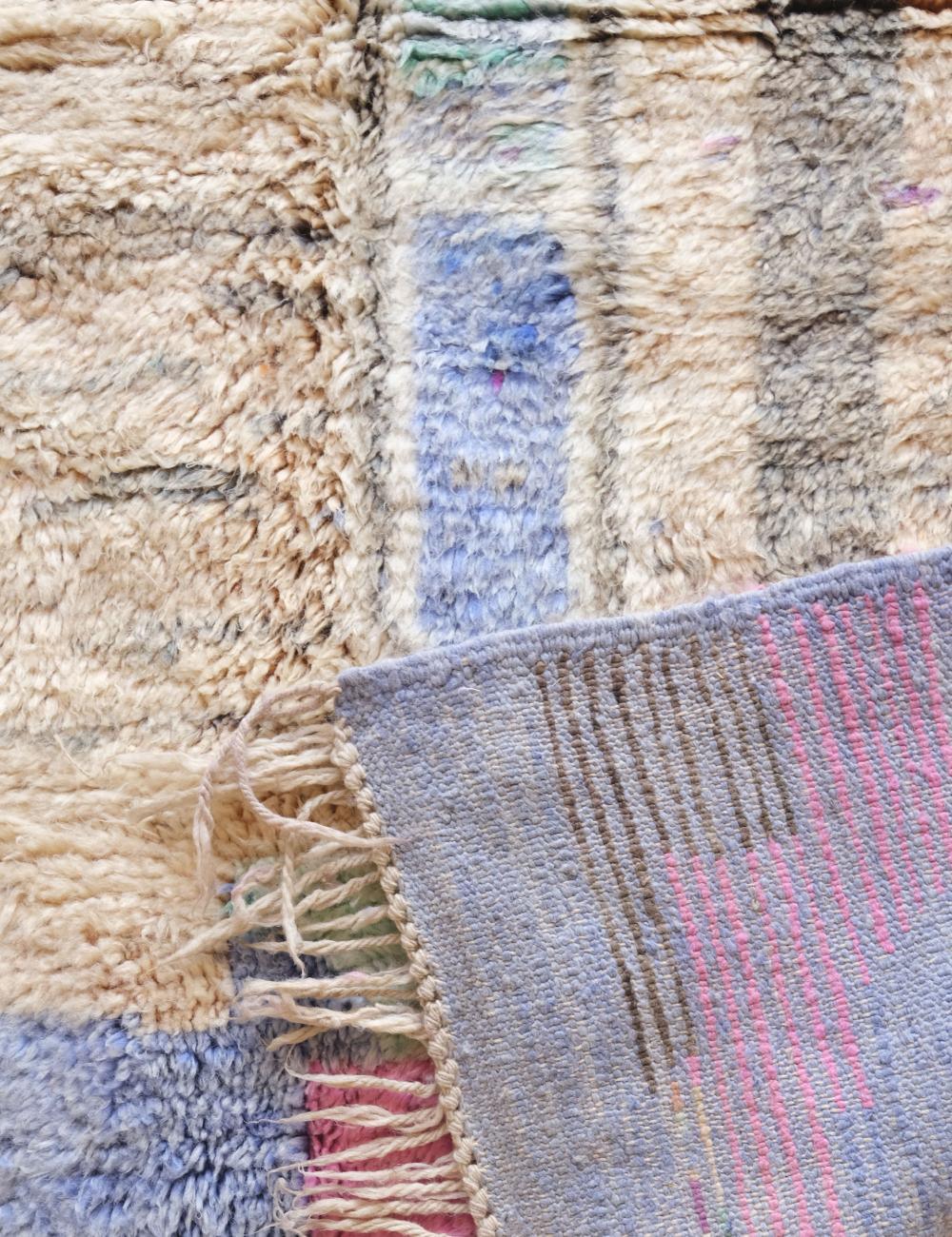 Moroccan Pastel Wool Rug 6.2 x 4.4 ft / 188 x 137 cm - Surcoma