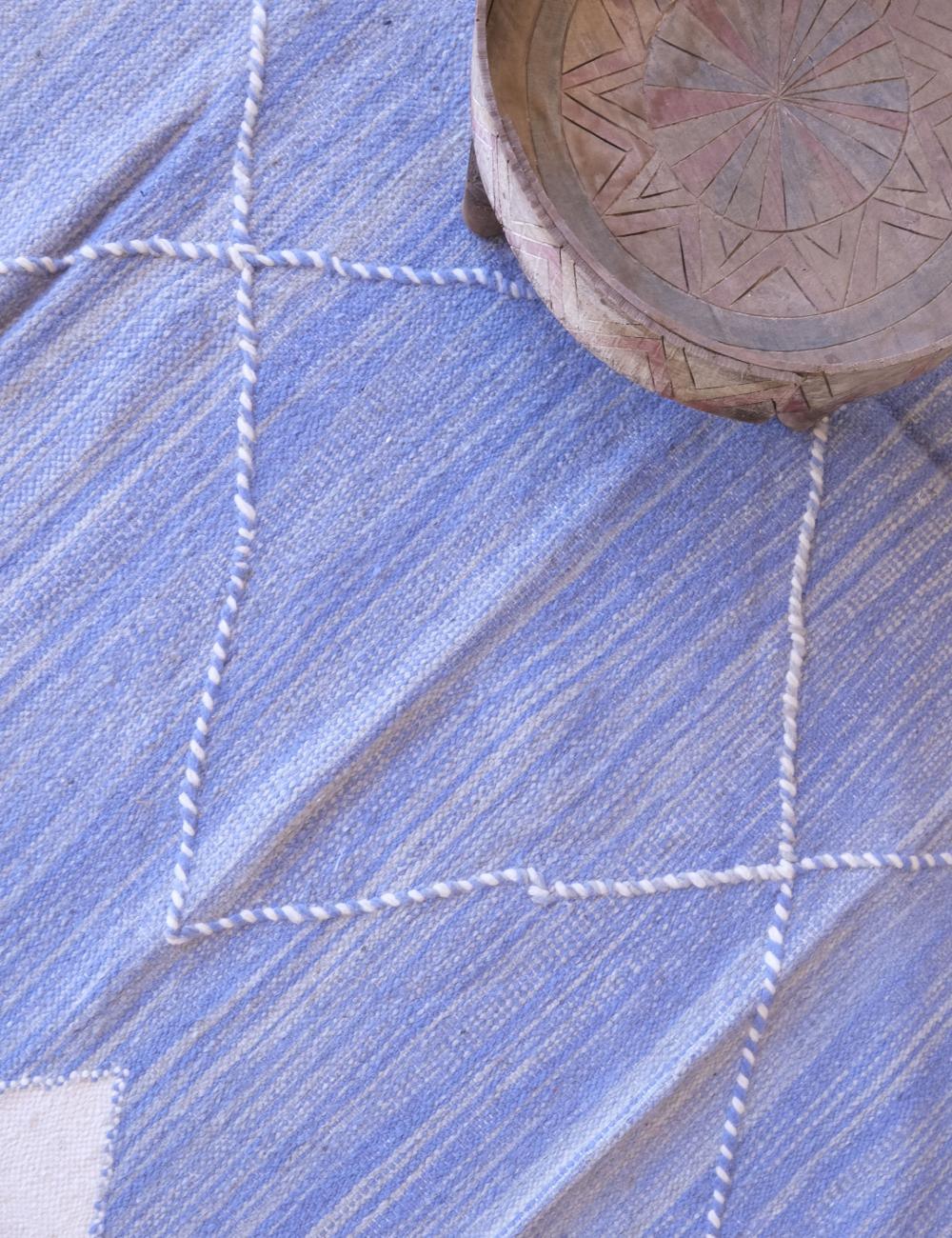 Blue Kilim Moroccan Rug 10.2 x 6.6 ft / 311 x 203 cm - Surcoma