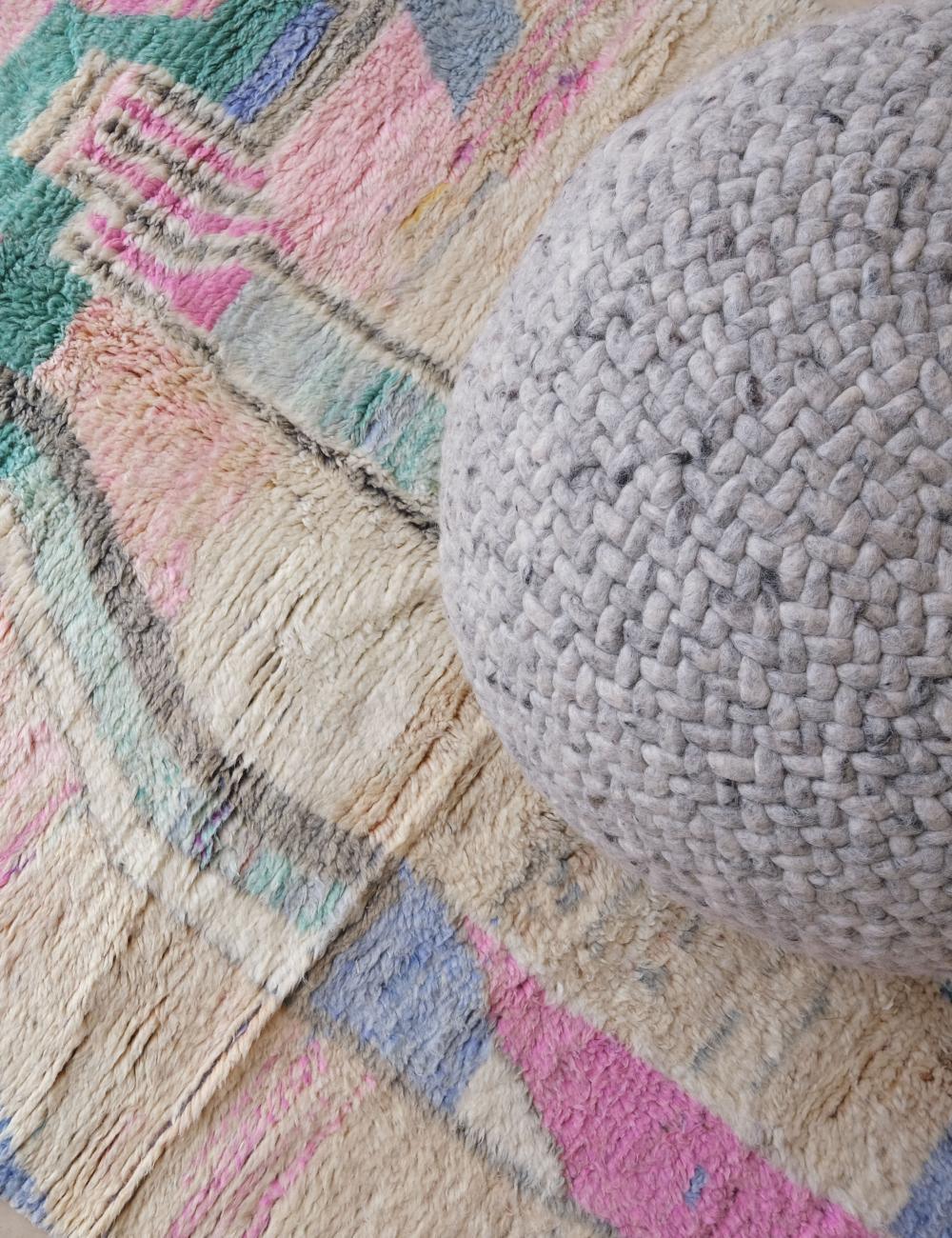 Moroccan Pastel Wool Rug 6.2 x 4.4 ft / 188 x 137 cm - Surcoma