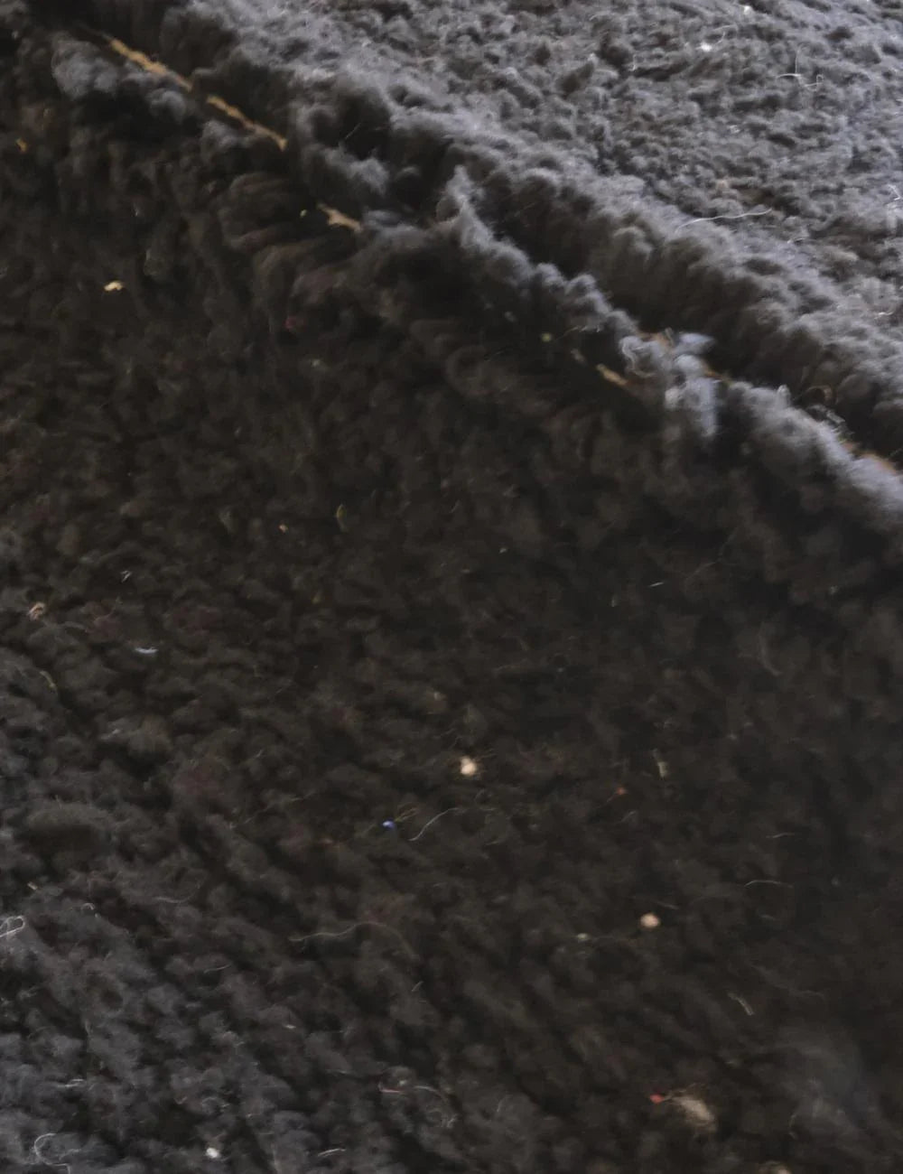Moroccan Solid Black Wool Rug 9.6 x 7.5 ft / 293 x 230 cm - Surcoma