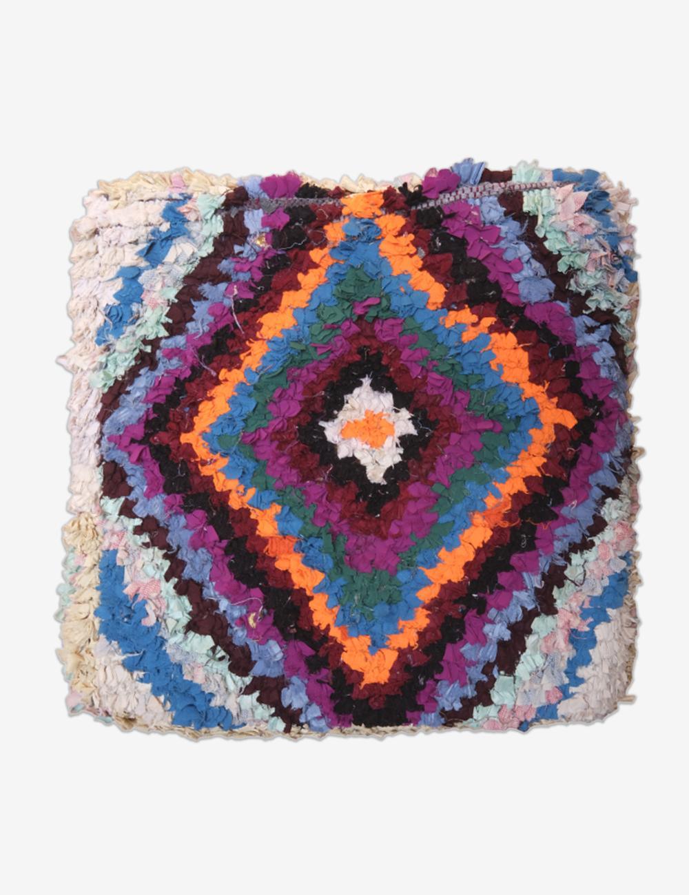 Moroccan Boucherouite Square Floor Cushion - Surcoma