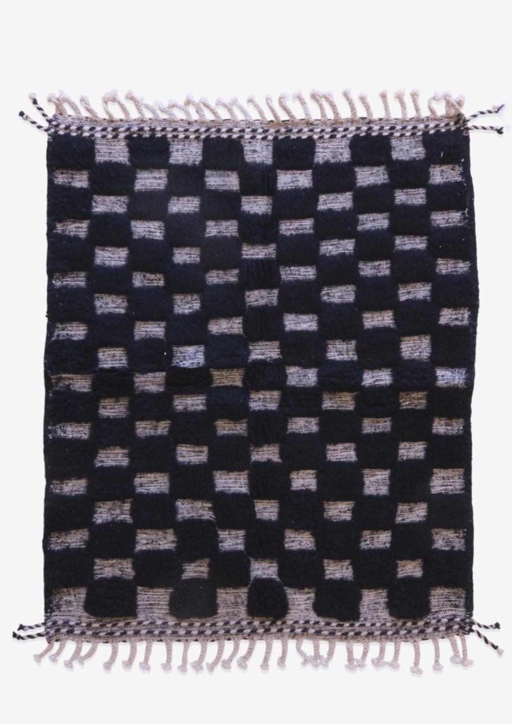 Moroccan Textured Checkerboard Rug 5 x 4 ft / 151 x 124 cm