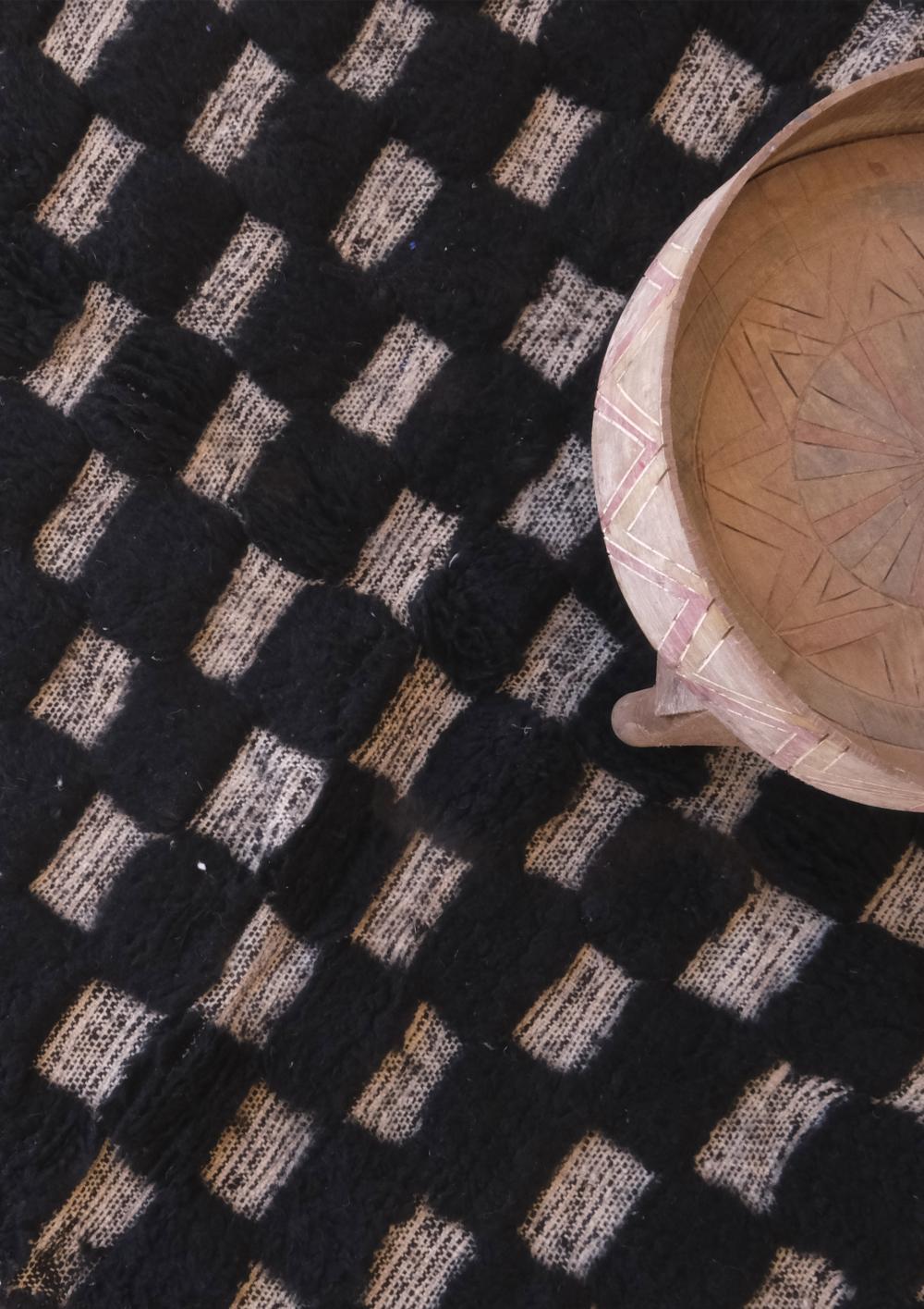 Moroccan Textured Checkerboard Rug 5 x 4 ft / 151 x 124 cm