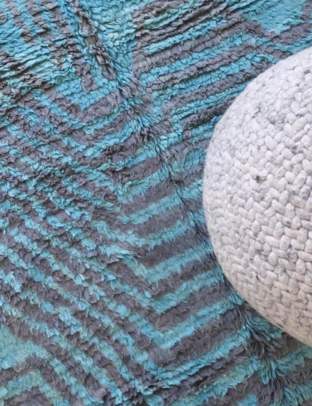 Moroccan Turquoise Blue Wool Rug 11.8 x 6.6 ft / 359 x 203 cm - Surcoma