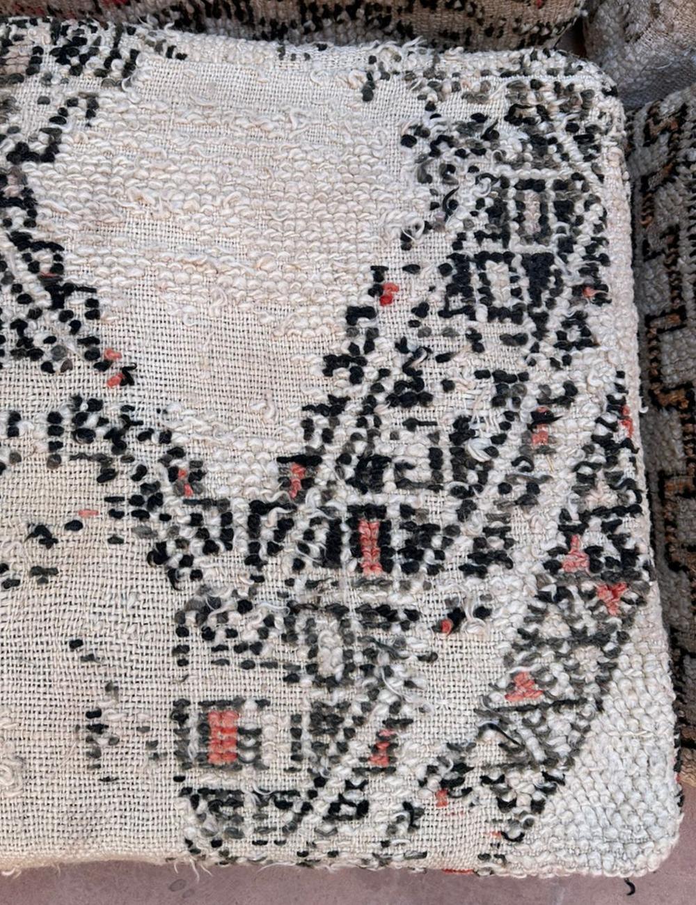 Moroccan White Tribal Floor Cushion - Surcoma