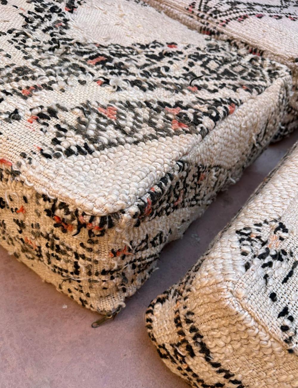 Moroccan White Tribal Floor Cushion - Surcoma