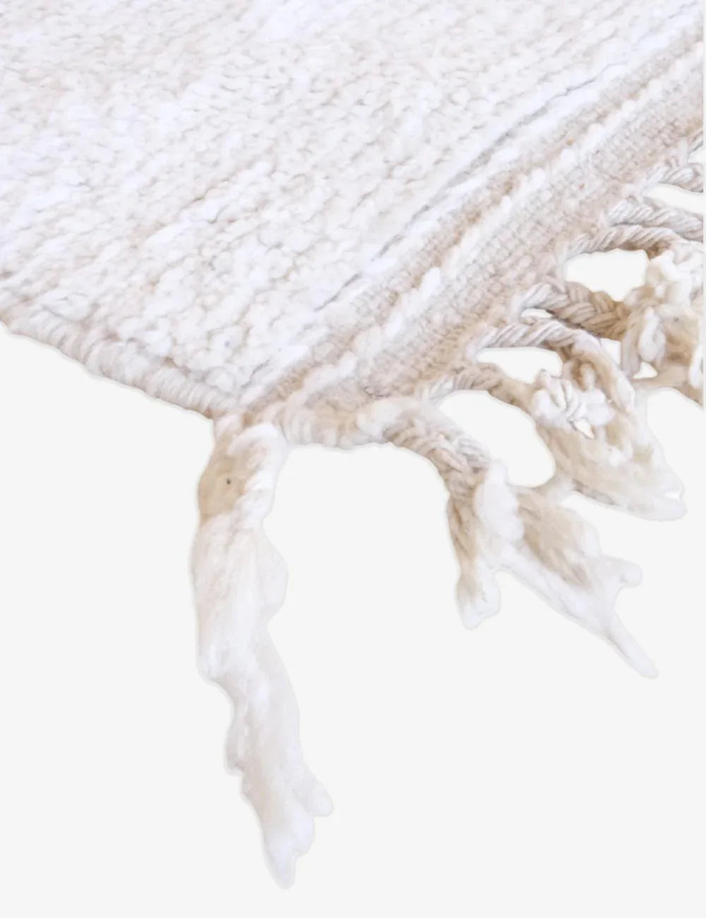 Moroccan White Solid Wool Rug 7.9 x 5.2 ft / 240 x 161 cm - Surcoma
