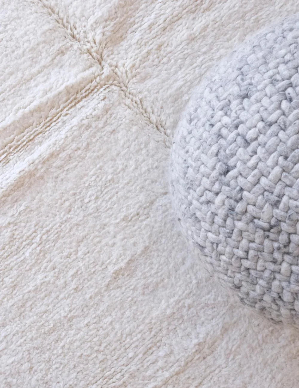 Moroccan White Solid Wool Rug 7.9 x 5.2 ft / 240 x 161 cm - Surcoma