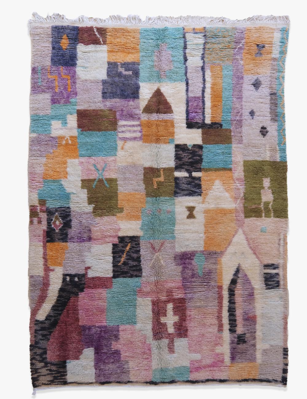 Handwoven Wool Moroccan Rug 9.7 x 6.5 ft / 297 x 200 cm