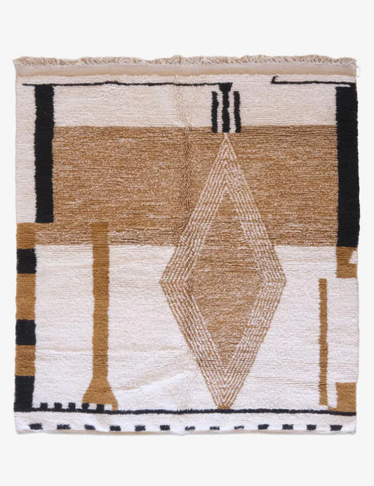 Neutral Moroccan Wool Rug 8.7 x 7.2 ft / 266 x 221 cm - Surcoma