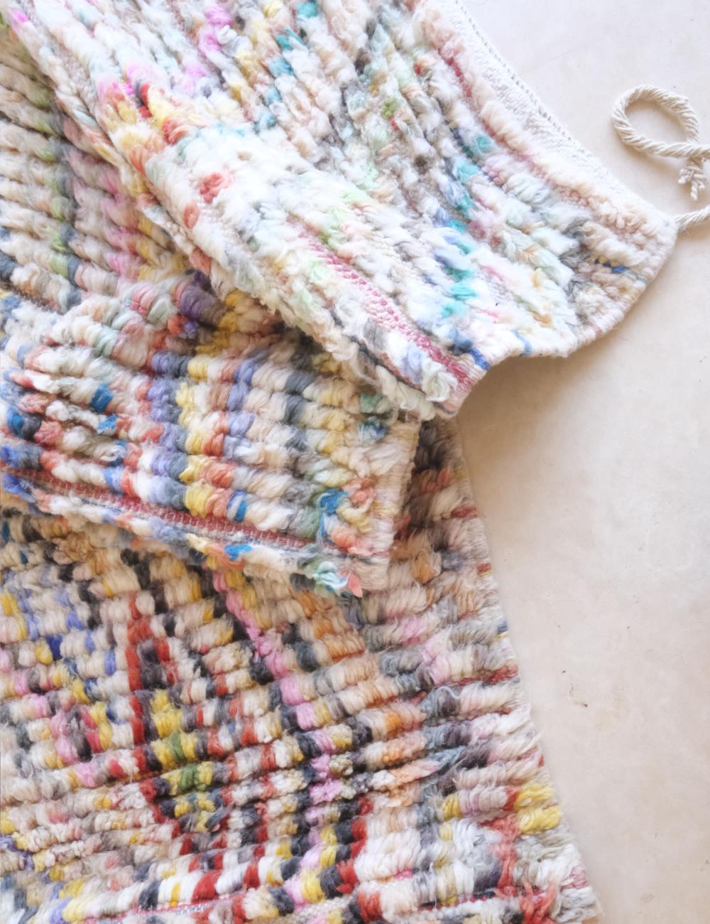 Neutral Pastel Moroccan Runner Rug 10.3 x 2.3 ft / 313 x 71 cm