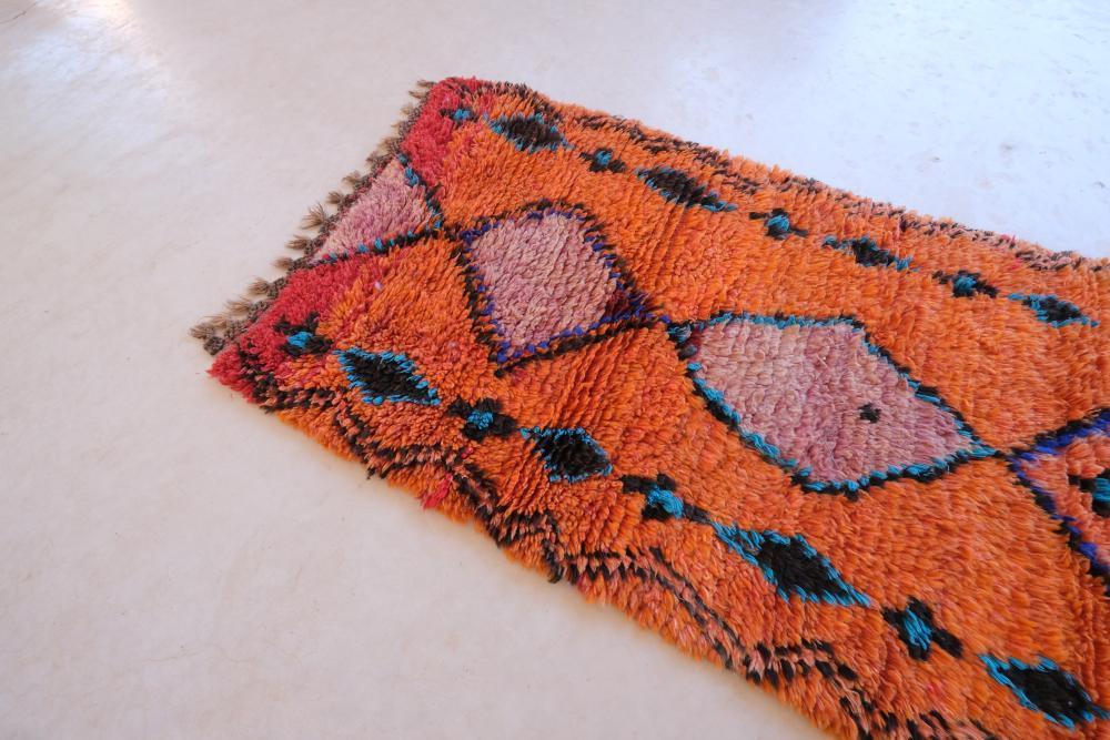 Moroccan Berber Orange Boujad Rug 6 x 2.6 ft / 184 x 82 cm - Surcoma