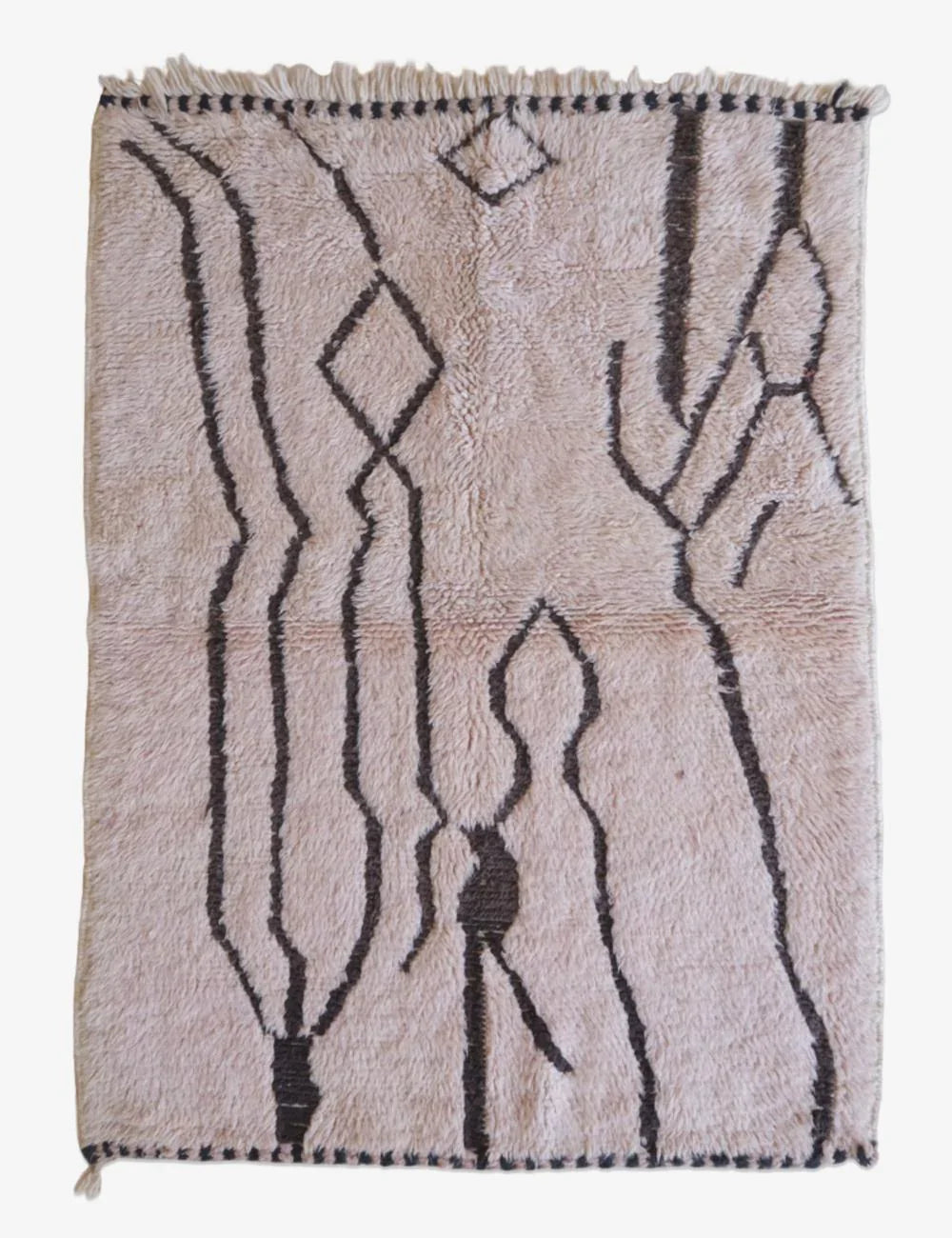 Pale Pink Moroccan Wool Rug 5.7 x 3.8 ft / 173 x 116 cm - Surcoma