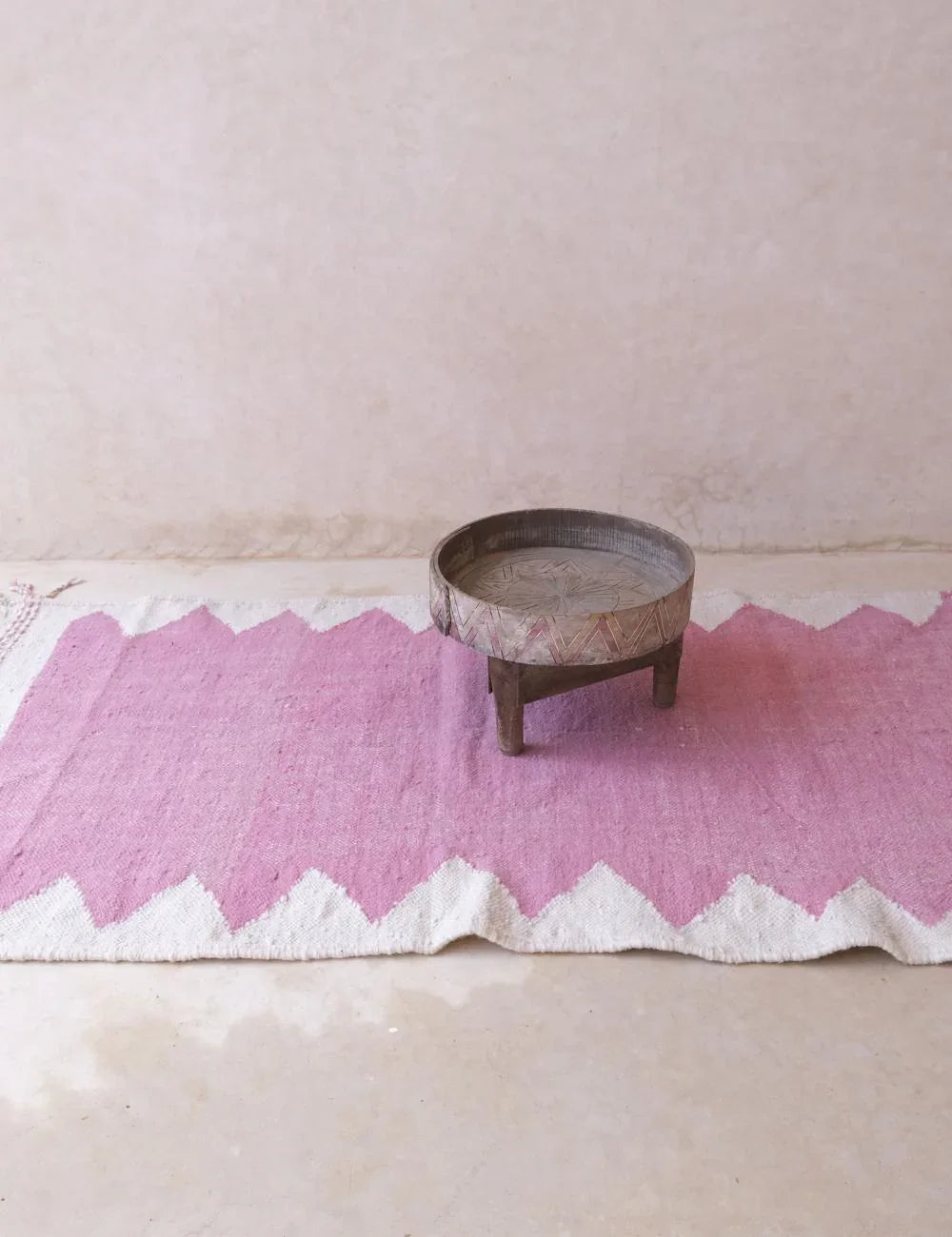 Pink Flatwoven Moroccan Rug 6.2 x 3.4 ft / 188 x 105 cm - Surcoma