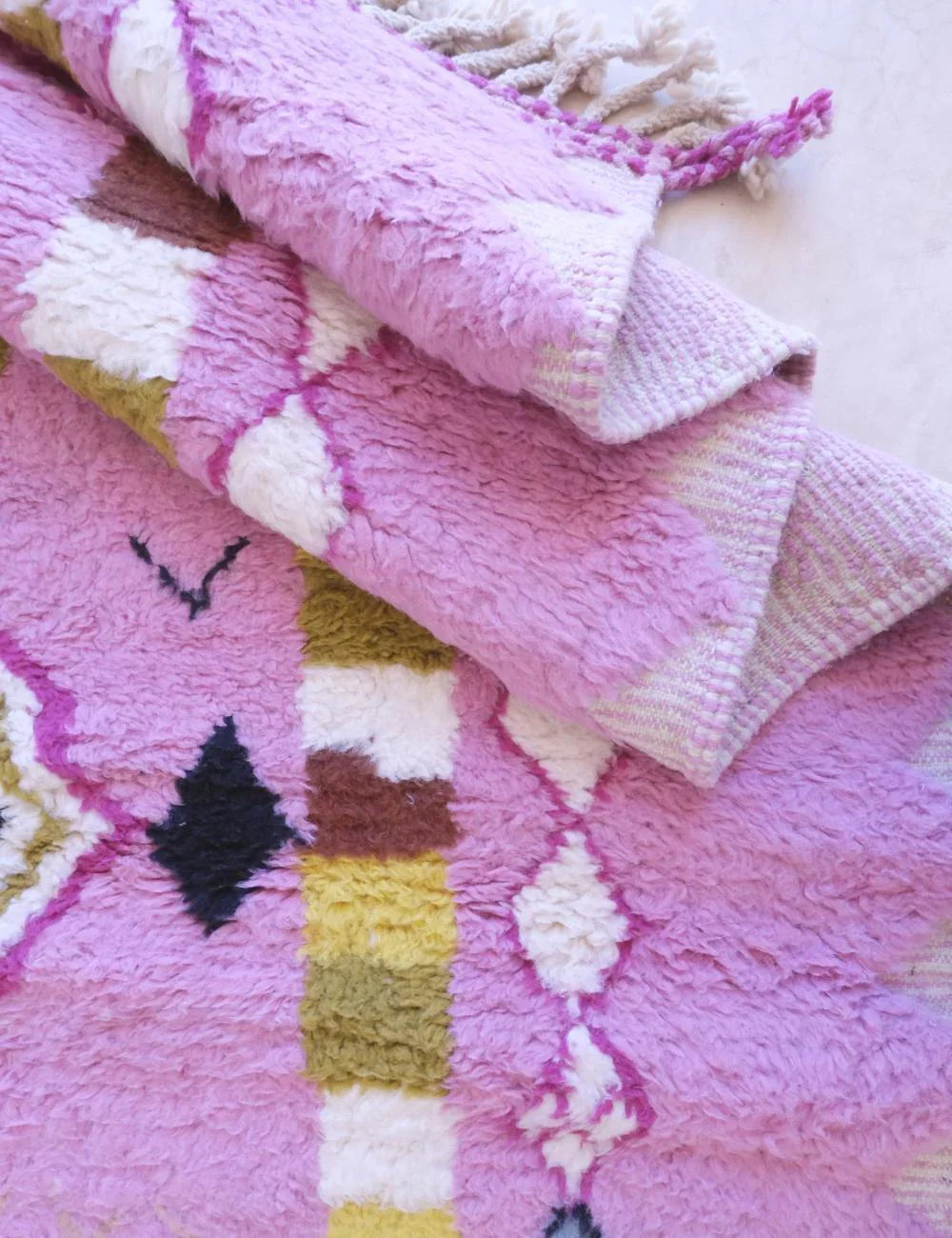 Pink Moroccan Handknotted Wool Rug 11.3 x 8.2 ft / 343 x 250 cm