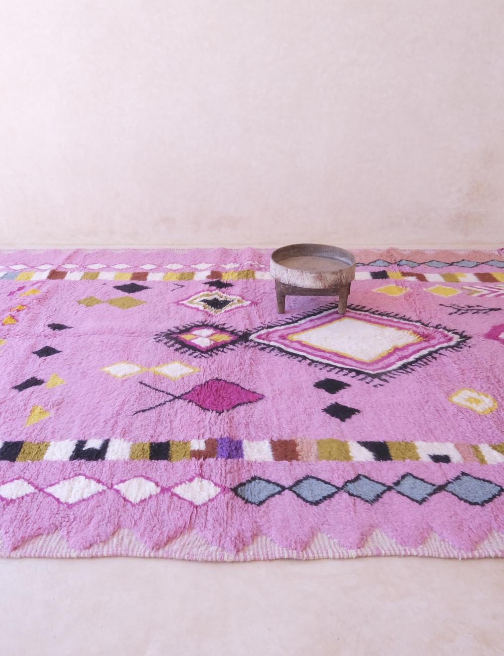 Pink Moroccan Handknotted Wool Rug 11.3 x 8.2 ft / 343 x 250 cm