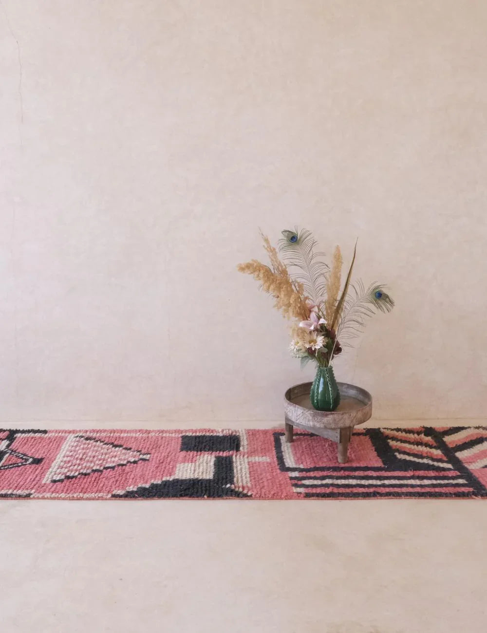 Pink Moroccan Runner Rug 12.4 x 2.3 ft / 379 x 71 cm