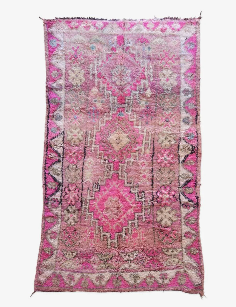 Pink Moroccan Wool Rug 9.2 x 5.2 ft / 281 x 160 cm - Surcoma