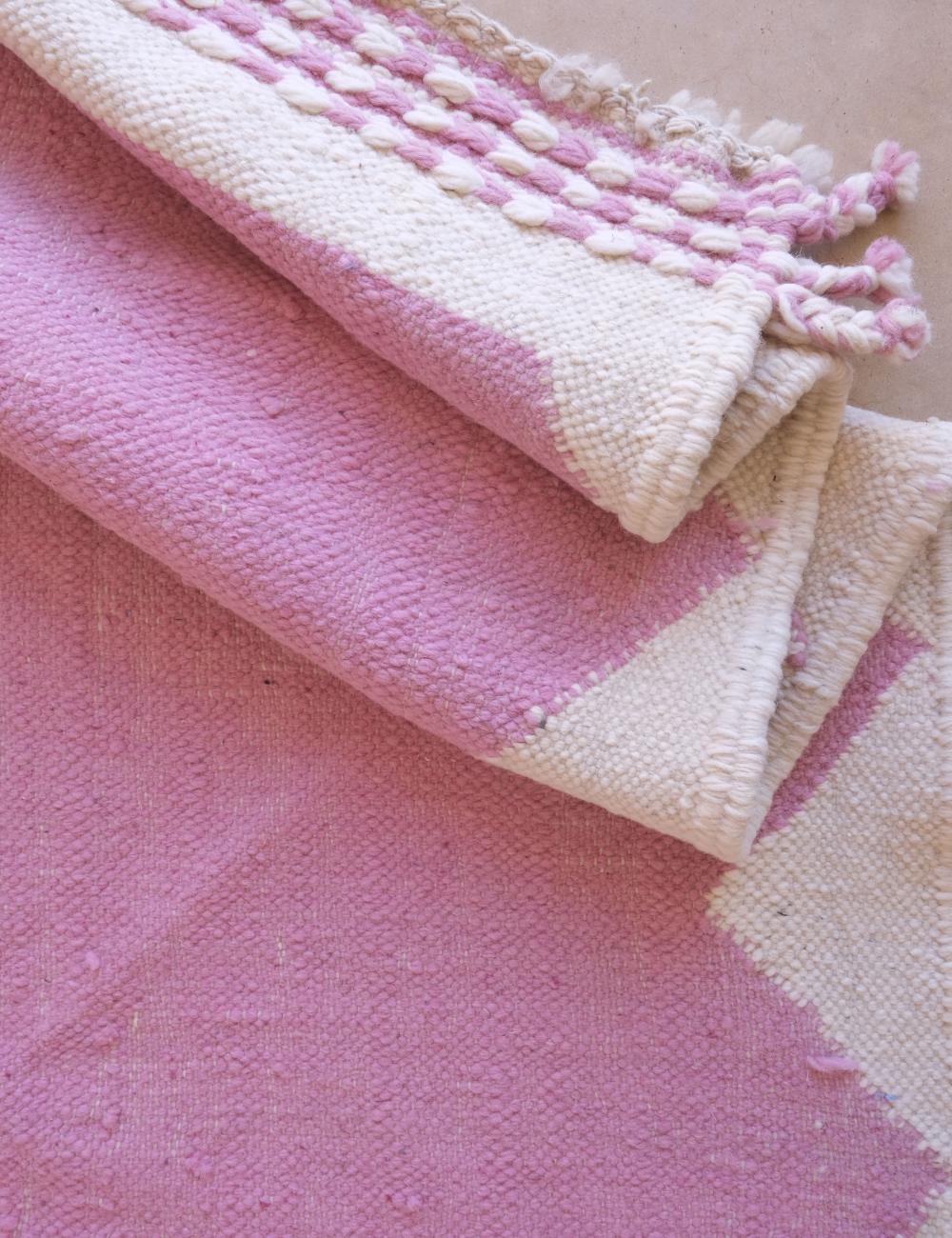 Pink Square Kilim Moroccan Wool Rug 9.6 x 9.3 ft / 292 x 286 cm - Surcoma