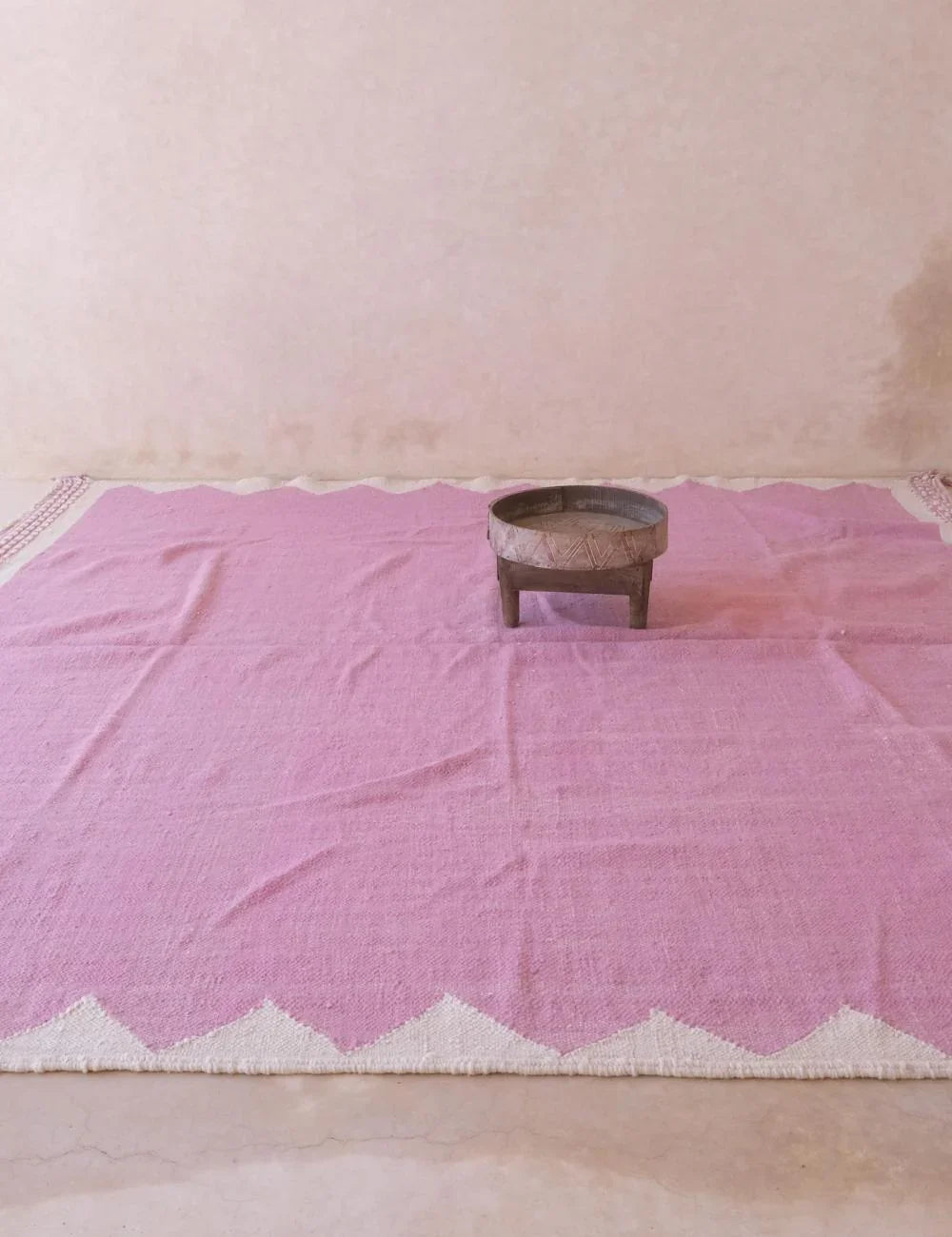 Pink Square Kilim Moroccan Wool Rug 9.6 x 9.3 ft / 292 x 286 cm - Surcoma