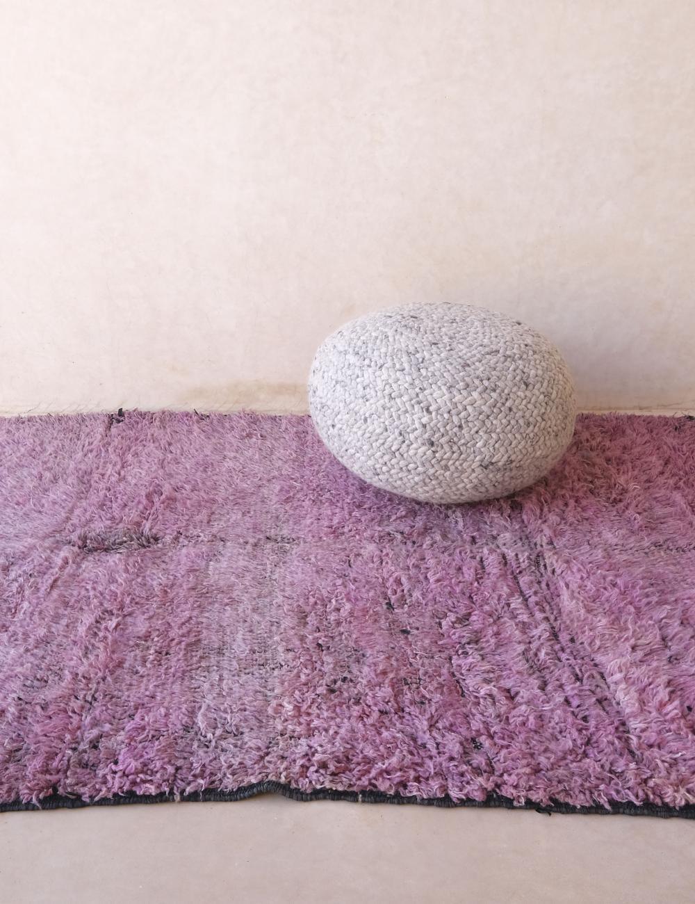 Purple Moroccan Solid Wool Rug 8.4 x 5.8 ft / 257 x 178 cm - Surcoma