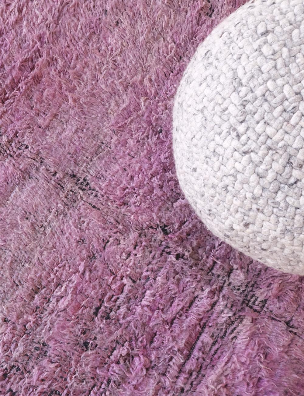 Purple Moroccan Solid Wool Rug 8.4 x 5.8 ft / 257 x 178 cm - Surcoma