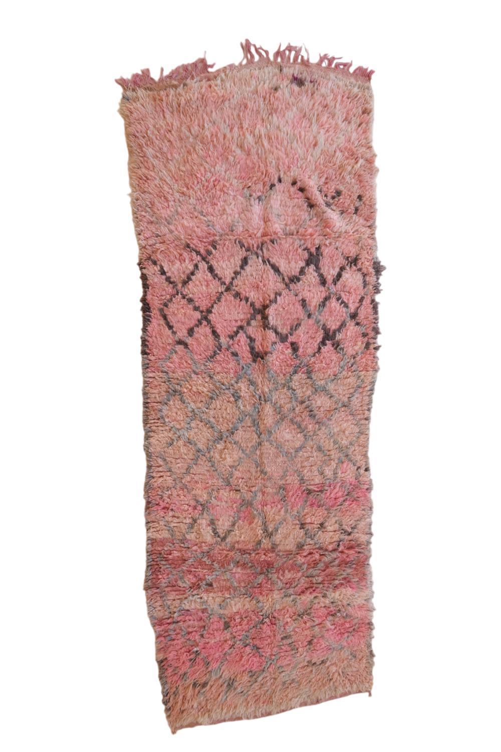 Shaggy Pink Runner Rug for Hallway 9.2 x 3.3 ft / 280 x 102 cm - Surcoma