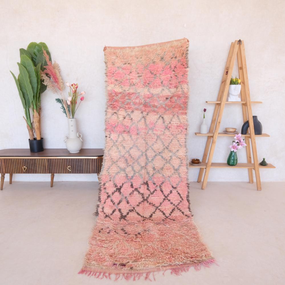 Shaggy Pink Runner Rug for Hallway 9.2 x 3.3 ft / 280 x 102 cm - Surcoma