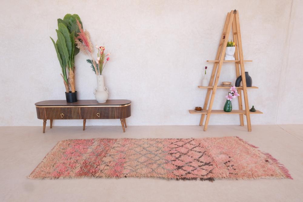 Shaggy Pink Runner Rug for Hallway 9.2 x 3.3 ft / 280 x 102 cm - Surcoma
