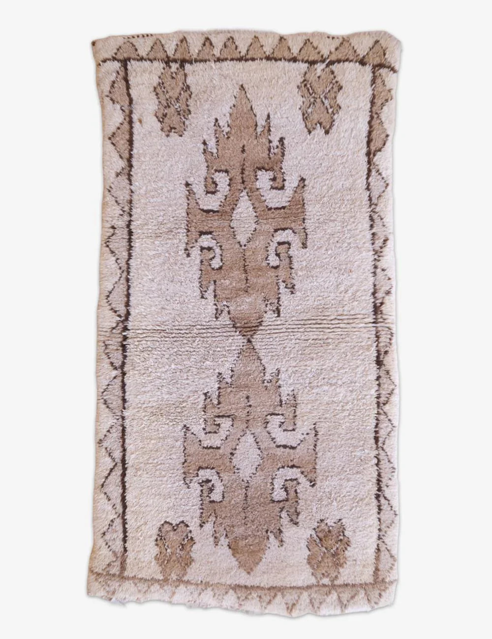 Small Beige Wool Rug 6.1 x 3 ft / 187 x 92 cm