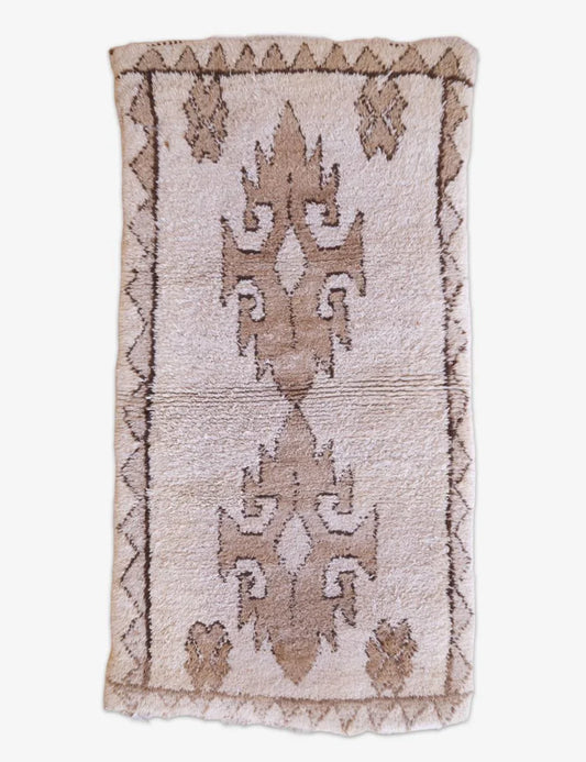 Small Beige Wool Rug 6.1 x 3 ft / 187 x 92 cm - Surcoma