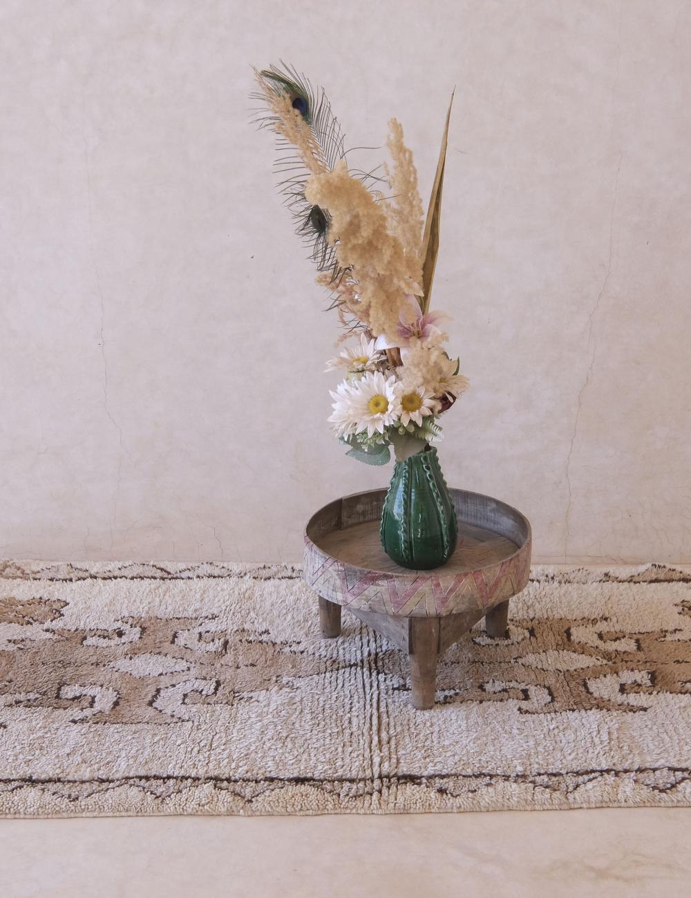 Small Beige Wool Rug 6.1 x 3 ft / 187 x 92 cm