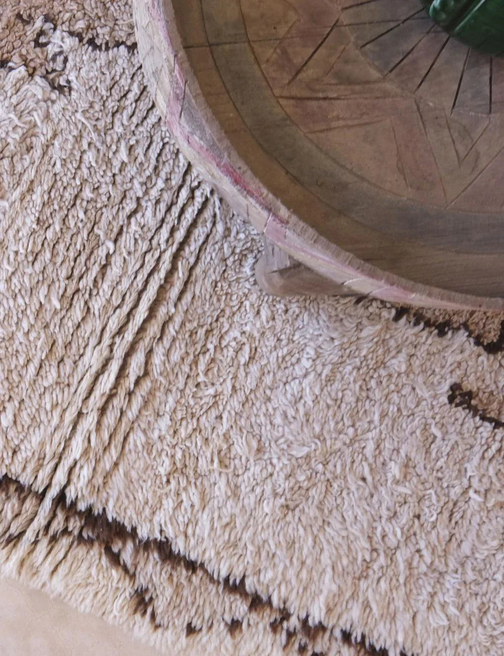 Small Beige Wool Rug 6.1 x 3 ft / 187 x 92 cm