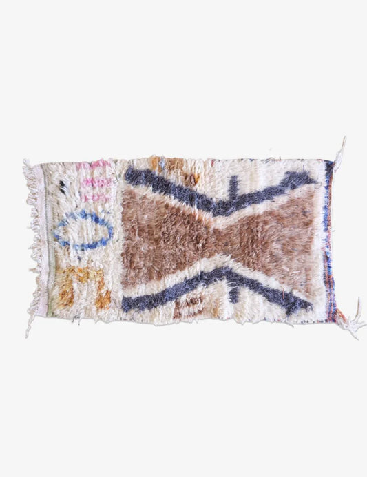 Small Hand-knotted Moroccan Wool Rug 3.8 x 2 ft / 116 x 61 cm - Surcoma