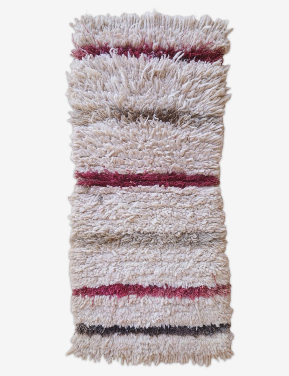 Textured rug with horizontal stripes on a white background